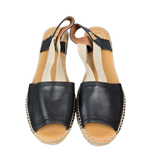 Toni Pons Teidi-P Balck Tan Espadrille Wedge Sandals Sz 41 US 10 Open Toe - Picture 3 of 14